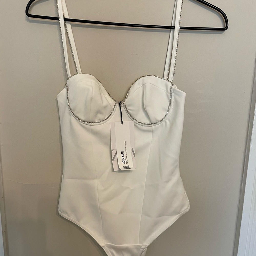 NWT ZARA White Bustier Bodysuit